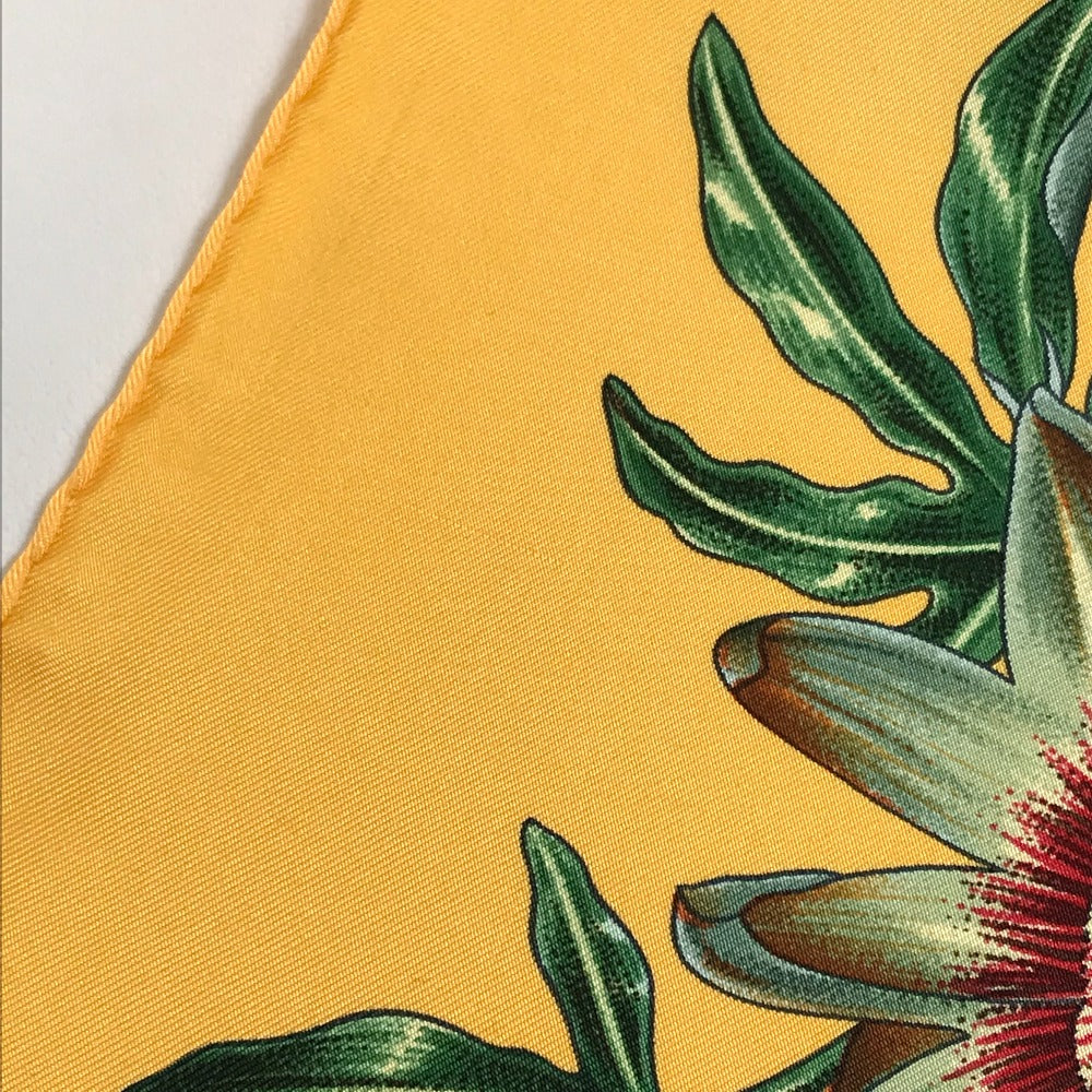 Hermes Scarf Silk Yellow X Green Carre90 Passiflores Passion Flower Women