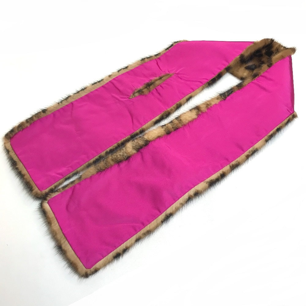 Louis Vuitton Scarf M72245 Fur, Silk Brown X Pink Leopard Leopard Print Leopard Escharpe Vizon Women