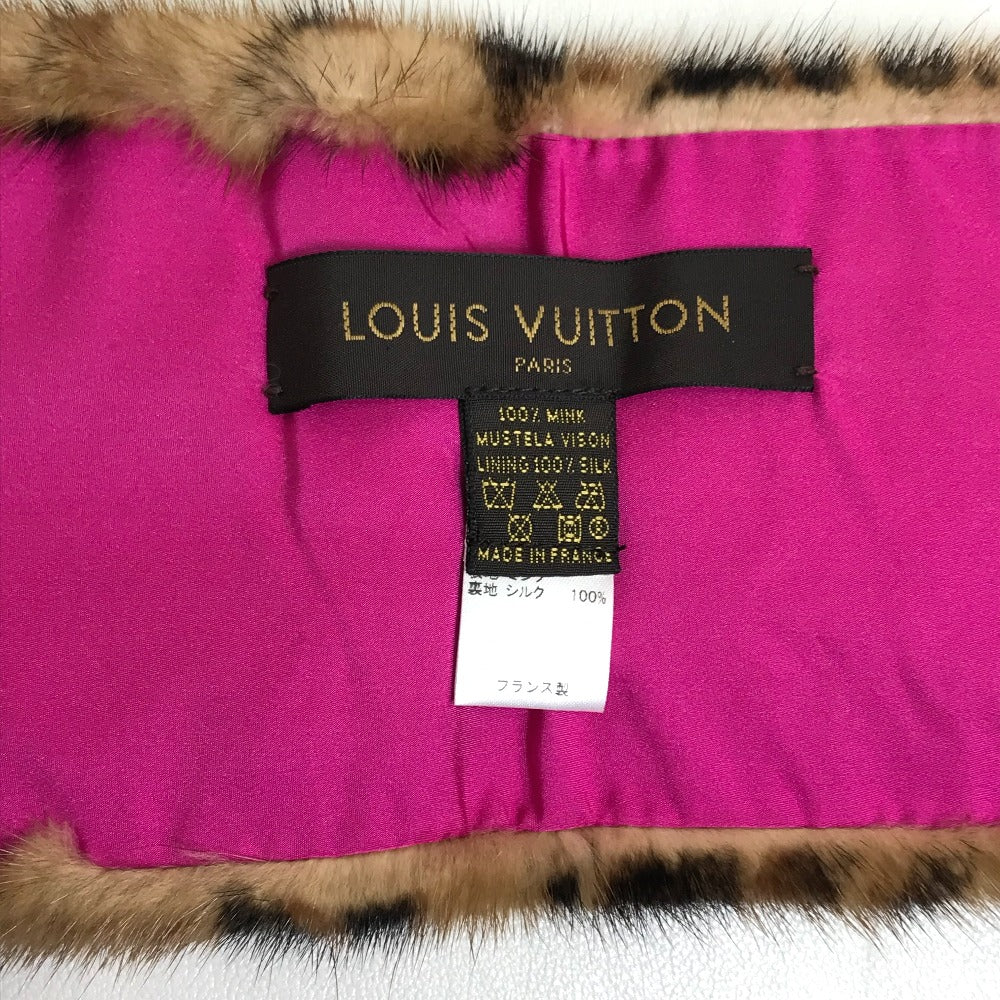 Louis Vuitton Scarf M72245 Fur, Silk Brown X Pink Leopard Leopard Print Leopard Escharpe Vizon Women