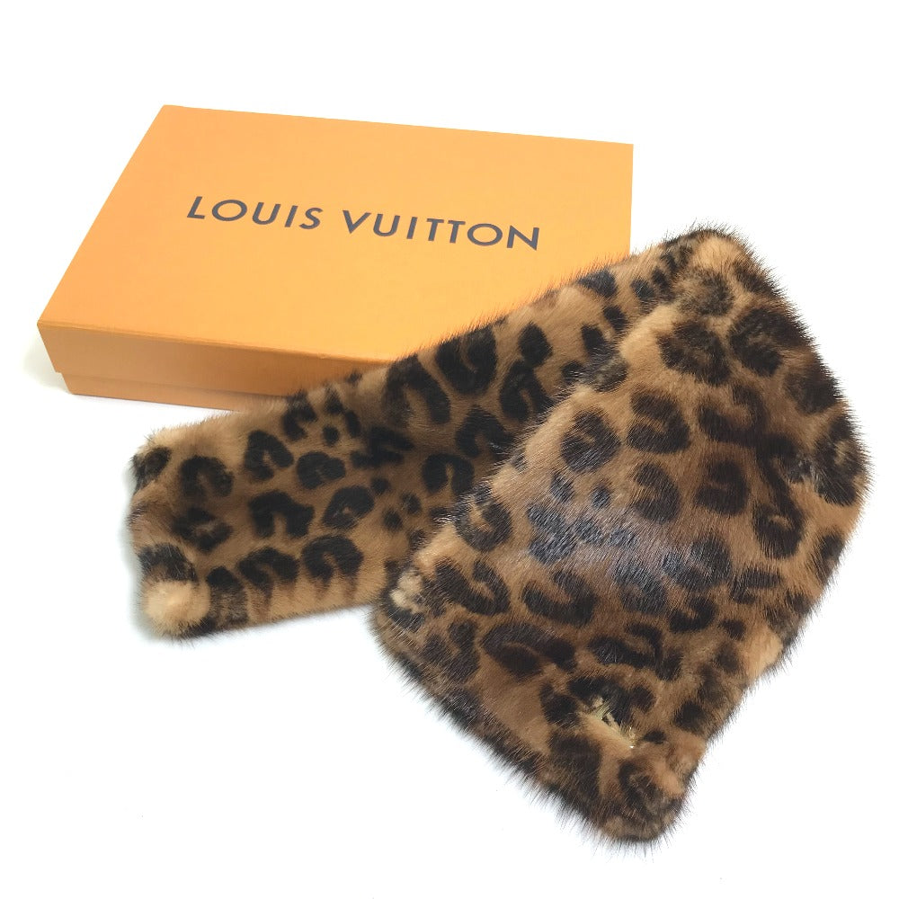 Louis Vuitton Scarf M72245 Fur, Silk Brown X Pink Leopard Leopard Print Leopard Escharpe Vizon Women