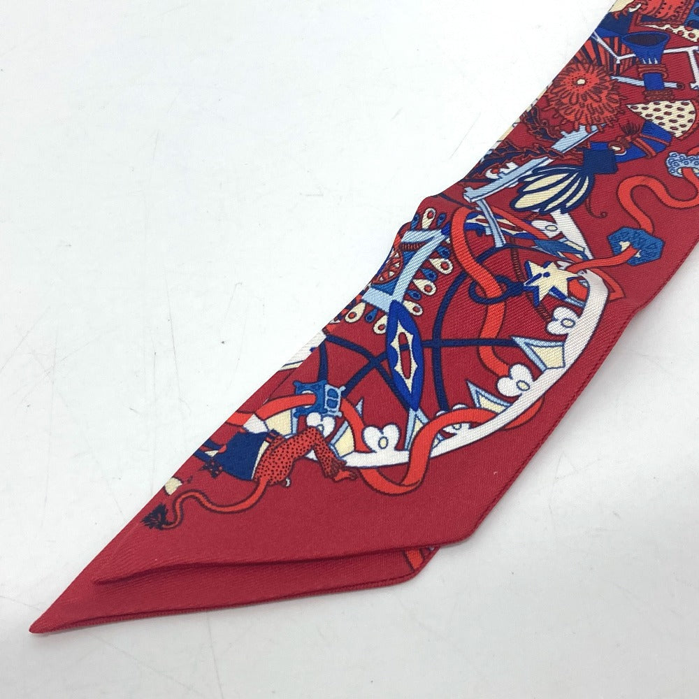 Hermes Scarf Silk Red Animal Women