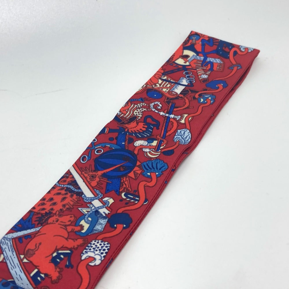 Hermes Scarf Silk Red Animal Women