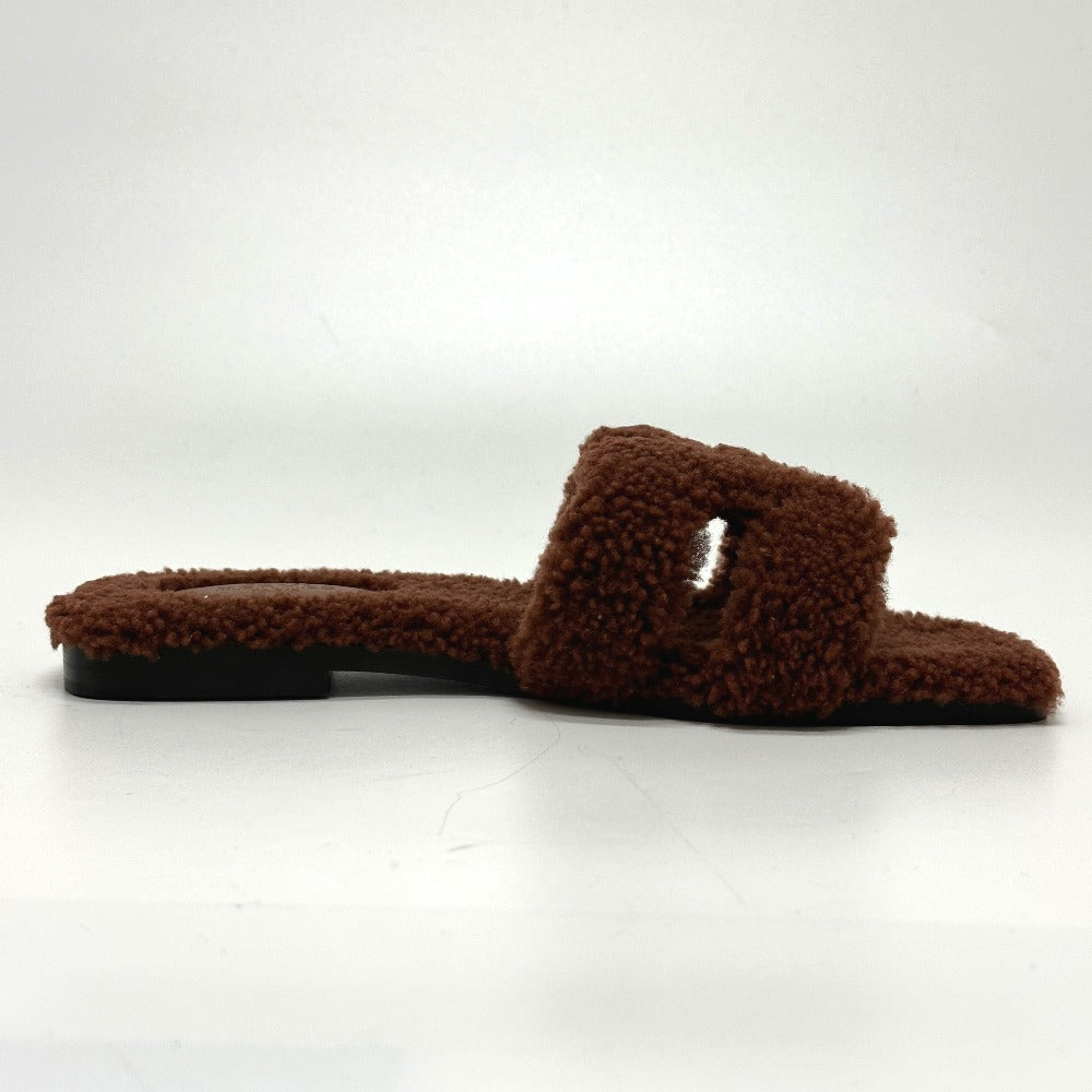 Hermes Sandals Sheepskin Brown Oran Women 36.5