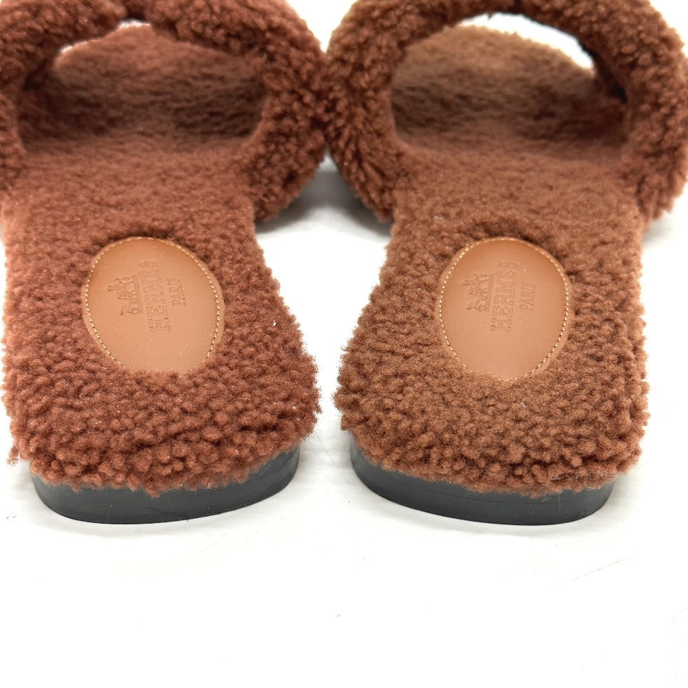 Hermes Sandals Sheepskin Brown Oran Women 36.5