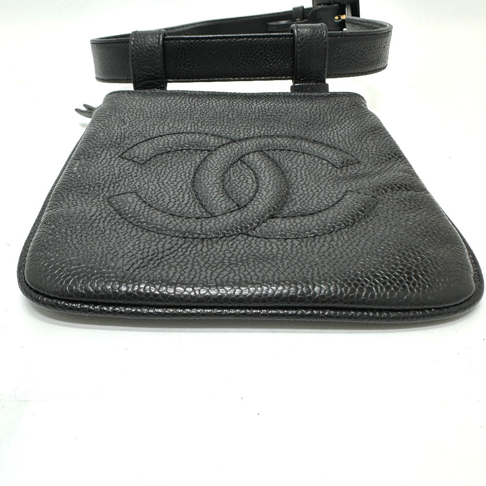 Chanel Pouch Caviar Skin Black Cc Coco Mark Waist Pouch Women 75/30