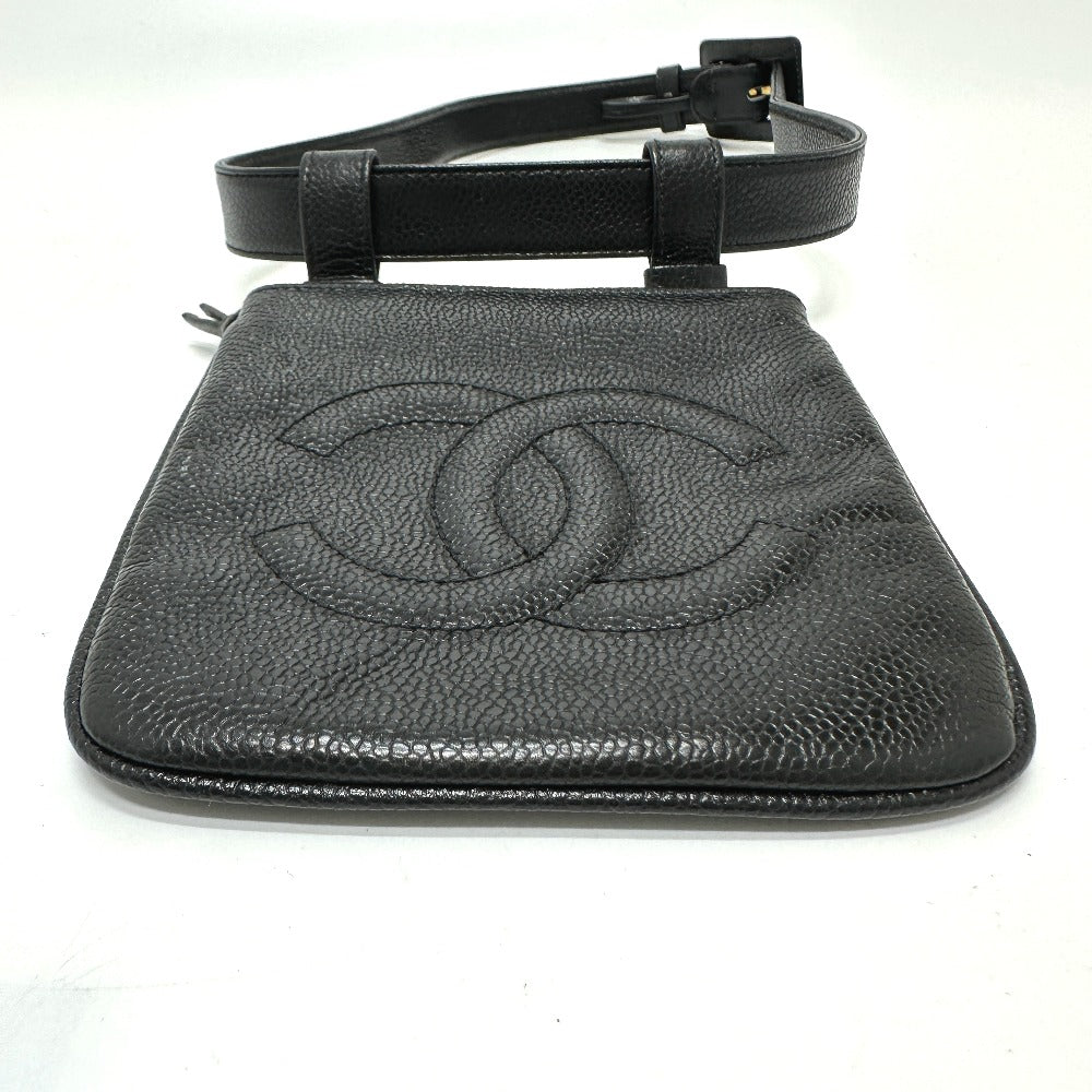 Chanel Pouch Caviar Skin Black Cc Coco Mark Waist Pouch Women 75/30