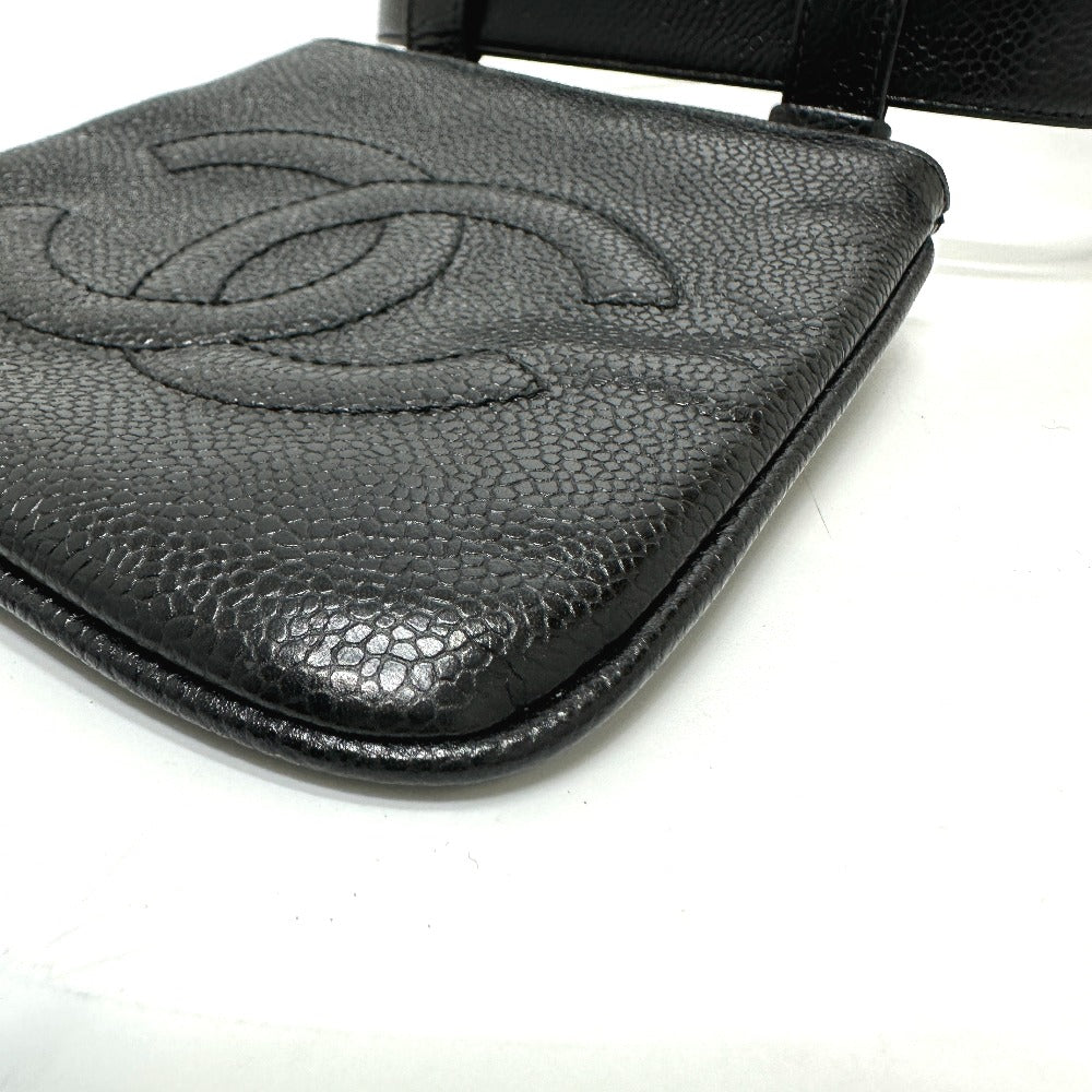 Chanel Pouch Caviar Skin Black Cc Coco Mark Waist Pouch Women 75/30