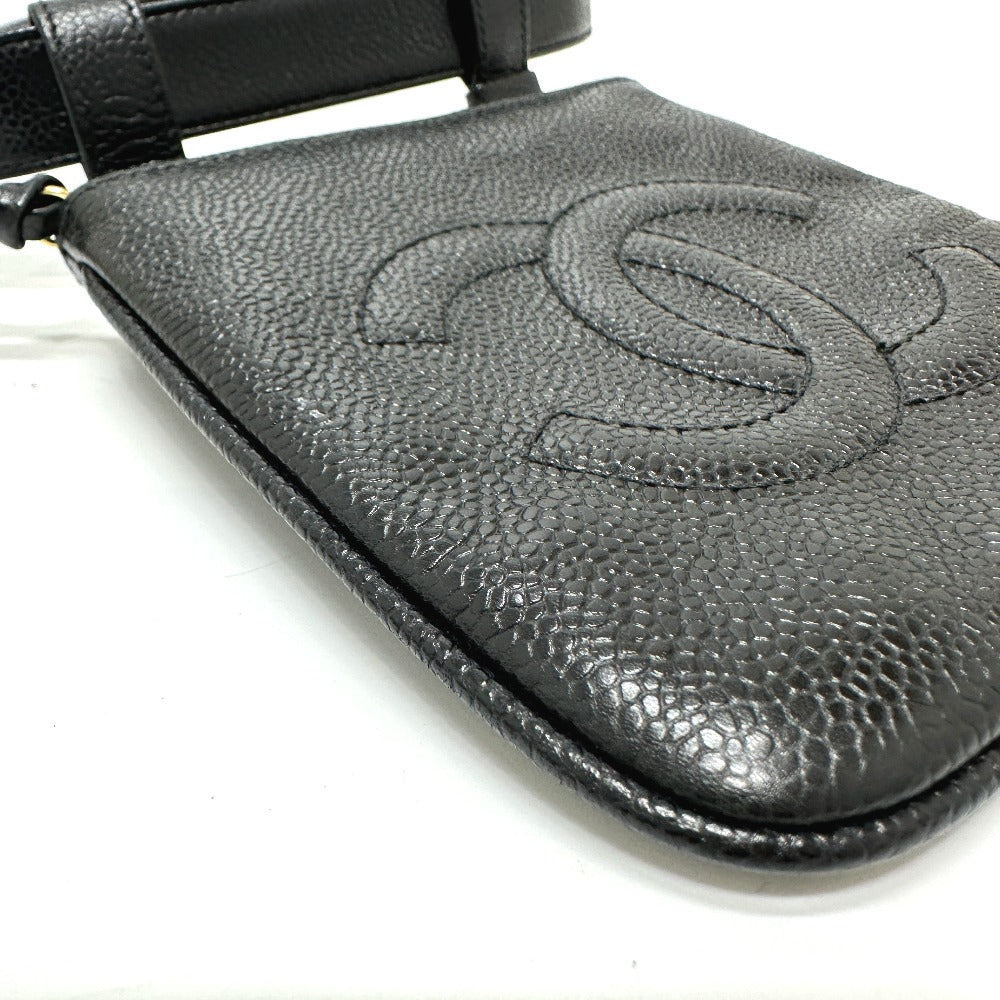 Chanel Pouch Caviar Skin Black Cc Coco Mark Waist Pouch Women 75/30