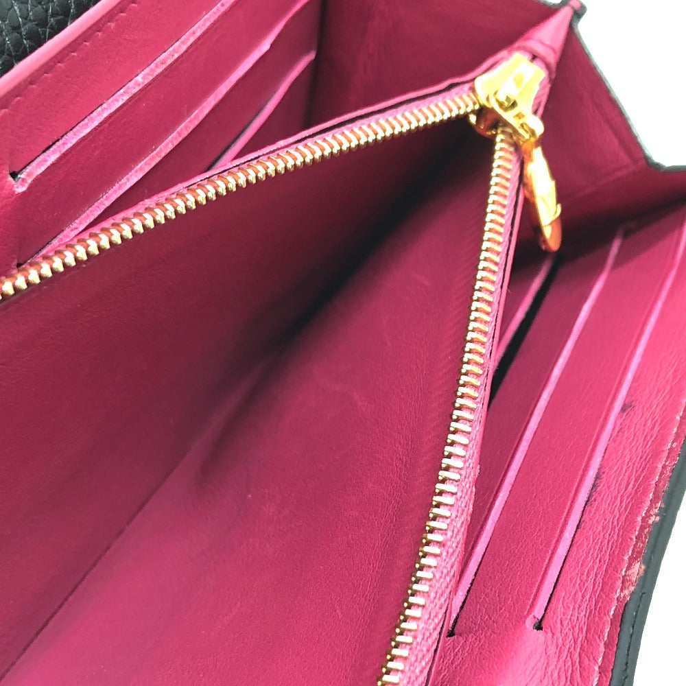 Louis Vuitton Long Wallet Purse M61248 Taurillon Clemence Leather Black Lv Logo Portefeuille