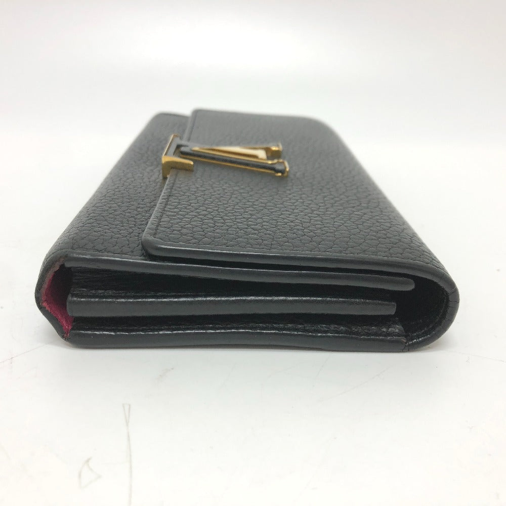 Louis Vuitton Long Wallet Purse M61248 Taurillon Clemence Leather Black Lv Logo Portefeuille