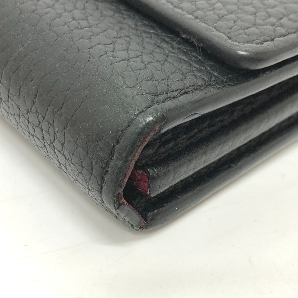 Louis Vuitton Long Wallet Purse M61248 Taurillon Clemence Leather Black Lv Logo Portefeuille