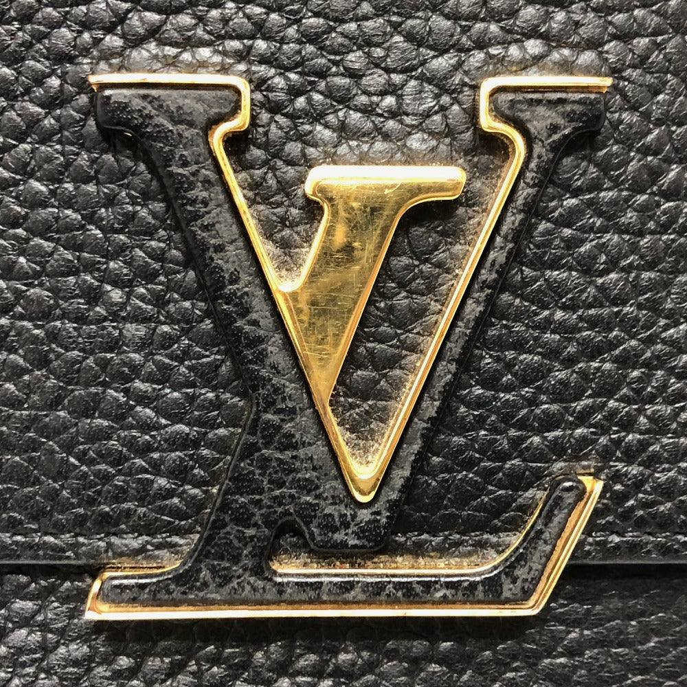 Louis Vuitton Long Wallet Purse M61248 Taurillon Clemence Leather Black Lv Logo Portefeuille