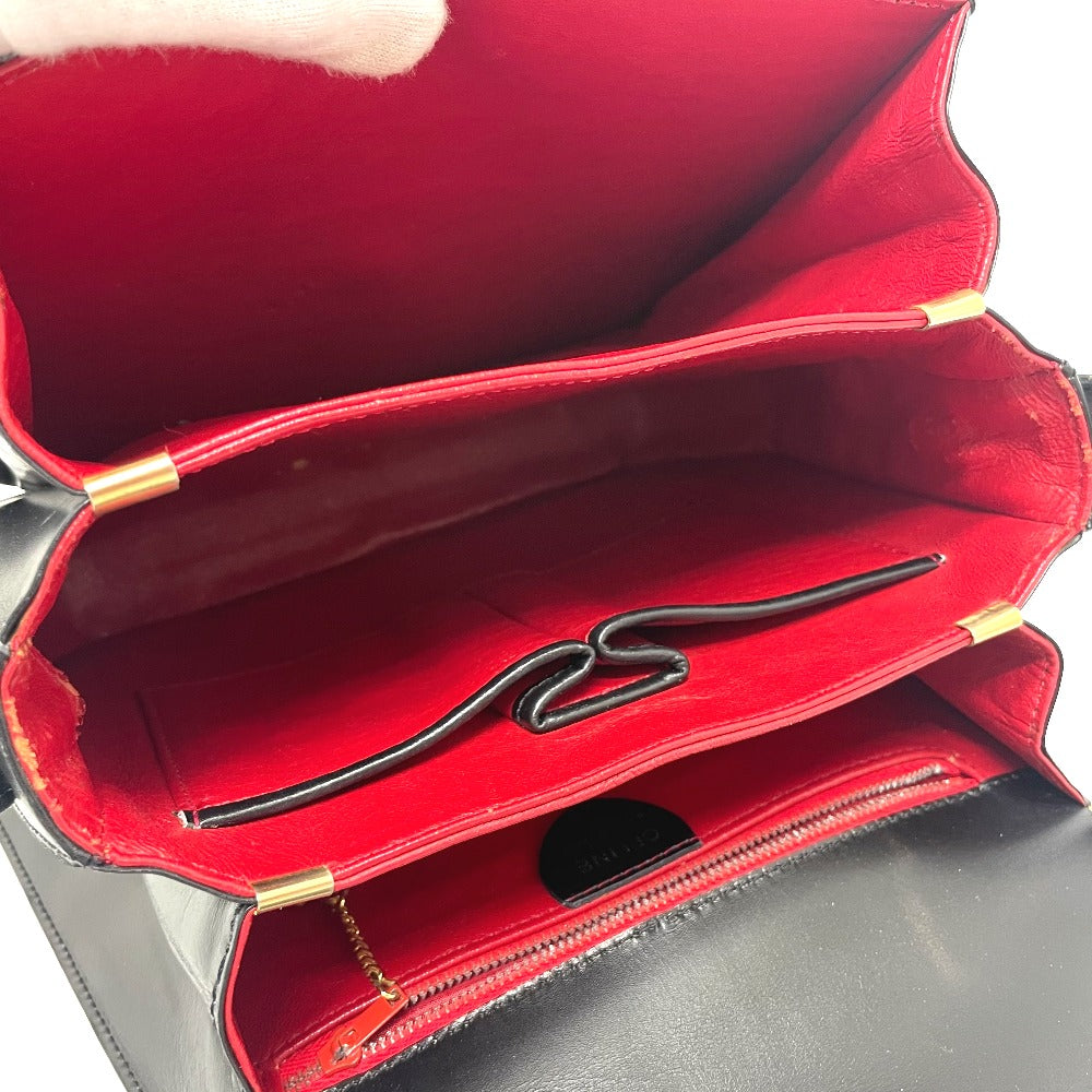 Celine Shoulder Bag Leather Black Logo Accordion Women