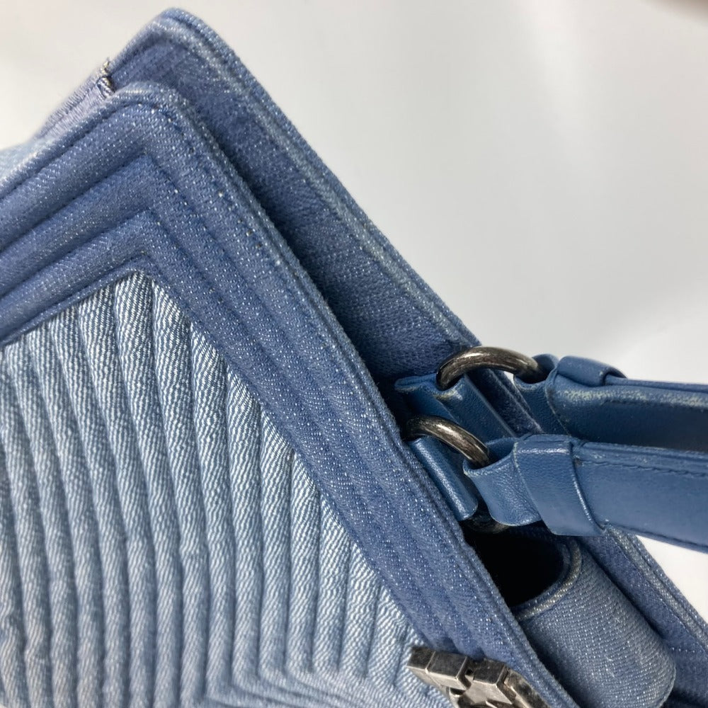Chanel Tote Bag Canvas Blue Type Boy Chanel Vstitch Women