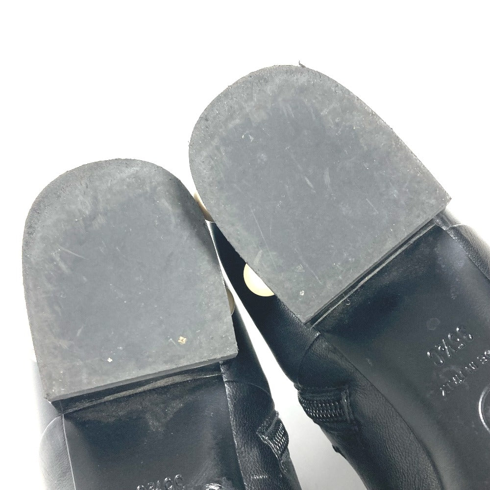 Chanel Boots G32239 Leather Black Cc Coco Mark Fake Pearl Women 35.5