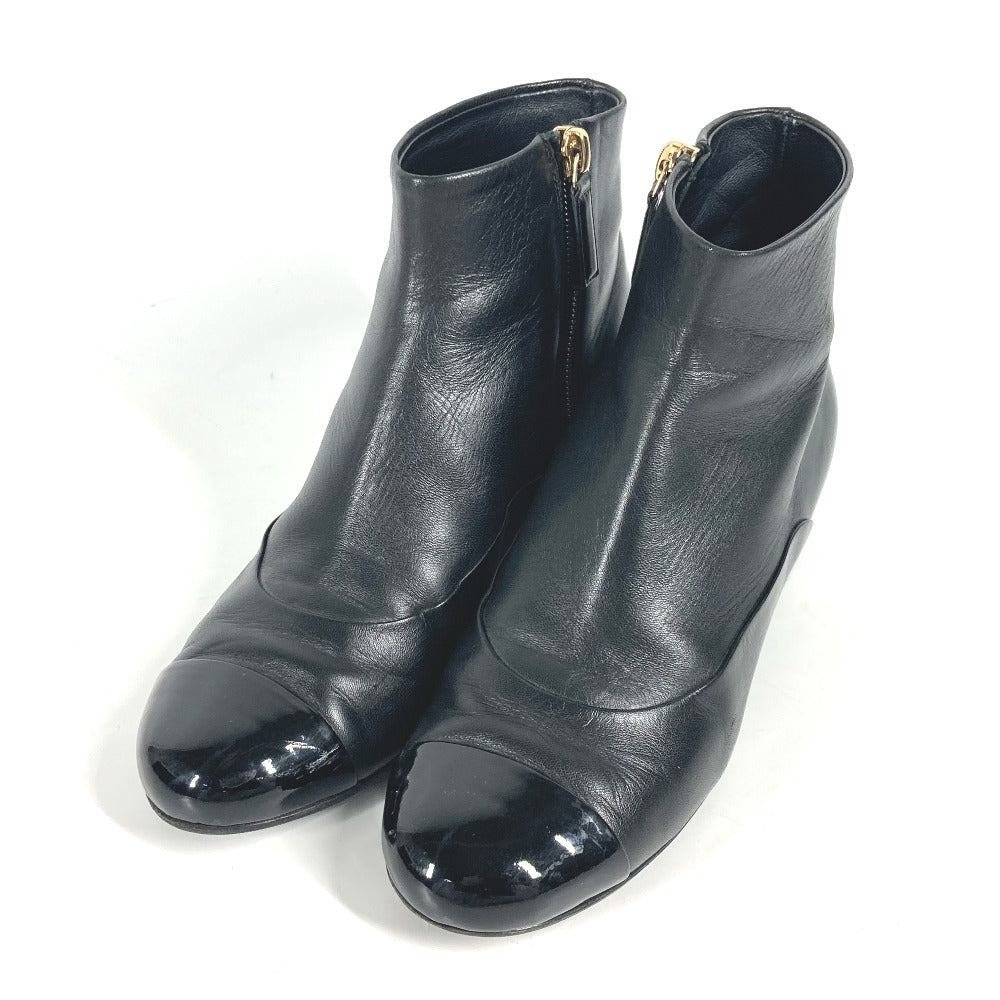 Chanel Boots G32239 Leather Black Cc Coco Mark Fake Pearl Women 35.5