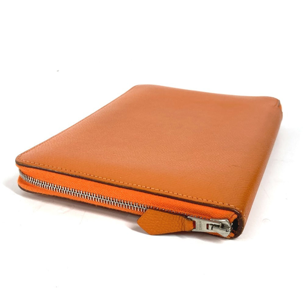 Hermes Long Wallet Purse Leather Orange Azap Integral Unisex(Unisex)