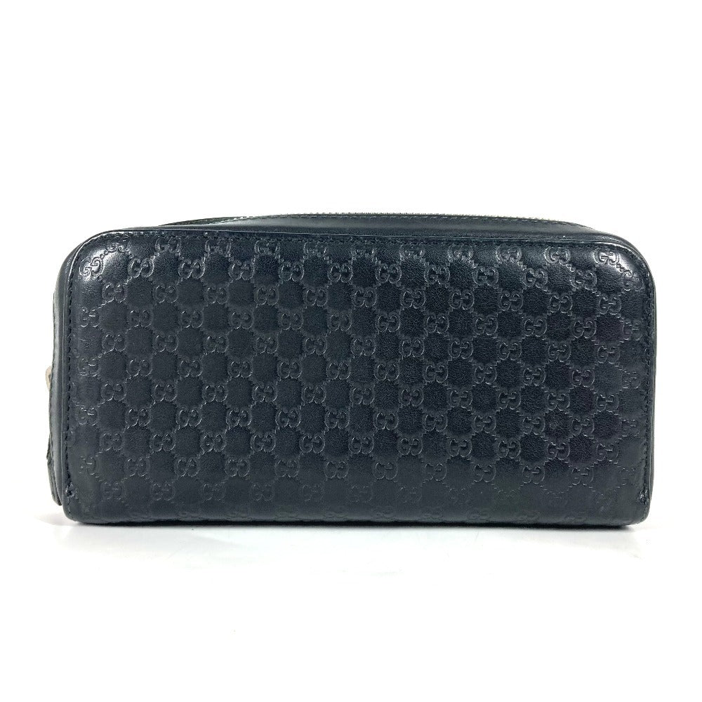 Gucci Long Wallet Purse 278635 Leather Black Gg Micro Guccisima Unisex(Unisex)