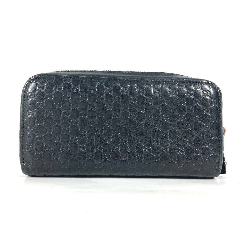Gucci Long Wallet Purse 278635 Leather Black Gg Micro Guccisima Unisex(Unisex)