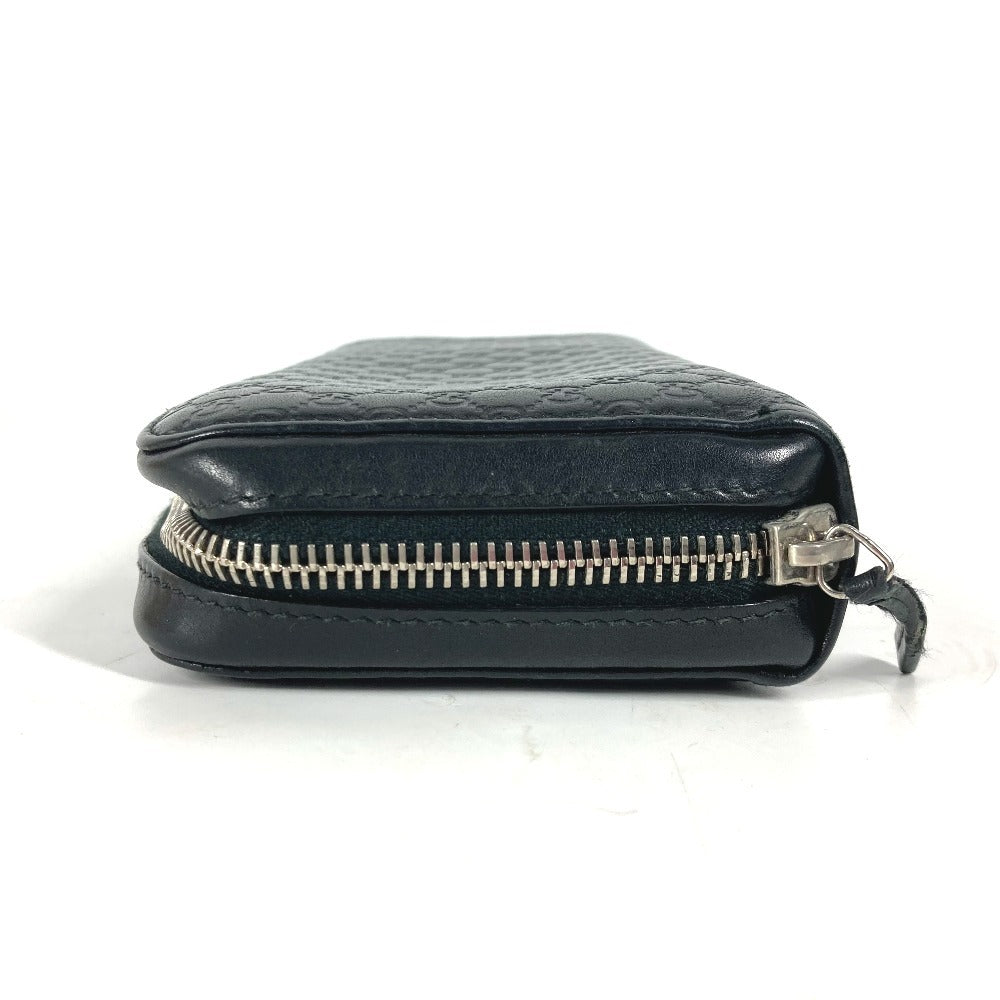 Gucci Long Wallet Purse 278635 Leather Black Gg Micro Guccisima Unisex(Unisex)