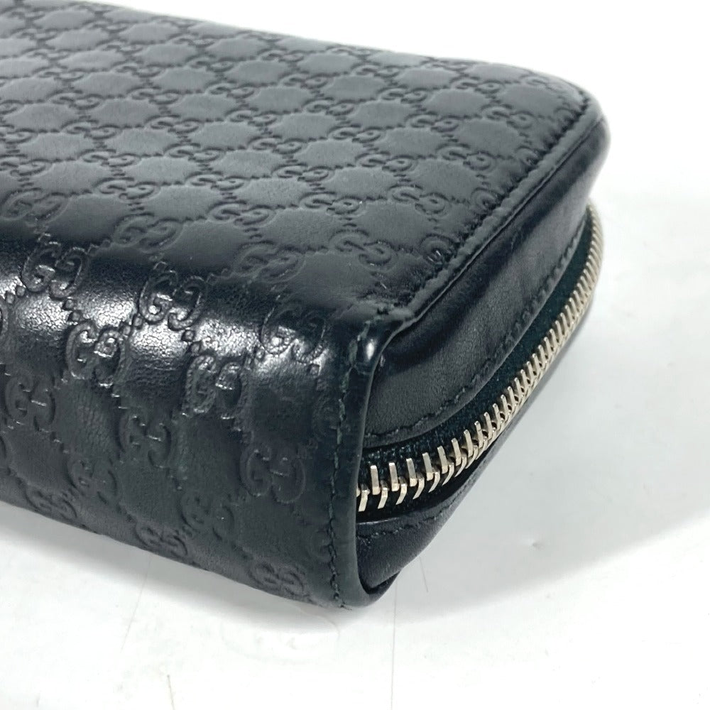 Gucci Long Wallet Purse 278635 Leather Black Gg Micro Guccisima Unisex(Unisex)