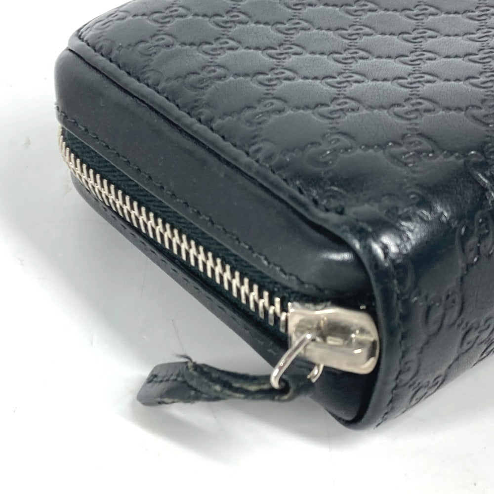 Gucci Long Wallet Purse 278635 Leather Black Gg Micro Guccisima Unisex(Unisex)