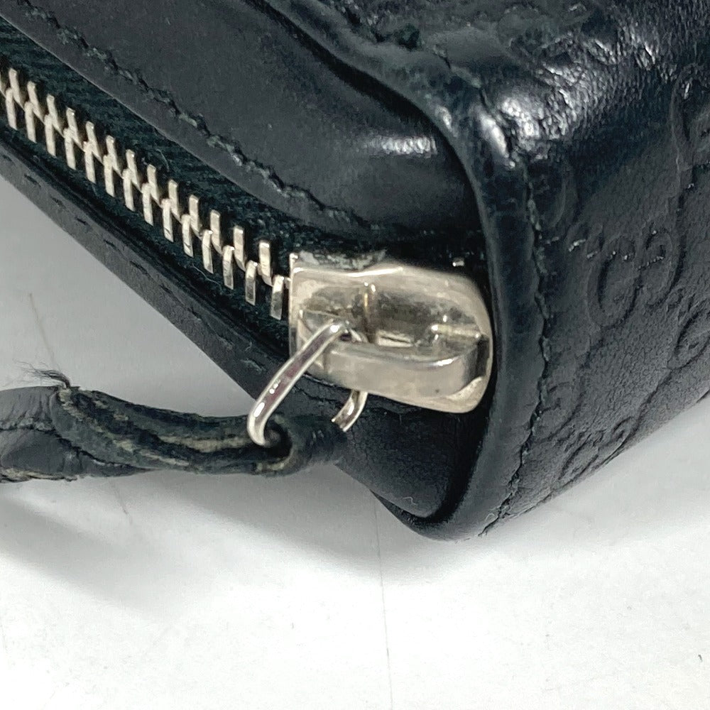 Gucci Long Wallet Purse 278635 Leather Black Gg Micro Guccisima Unisex(Unisex)