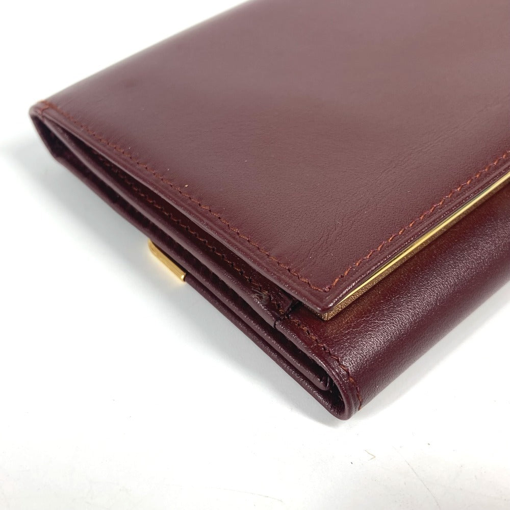 Cartier Long Wallet Purse Leather Bordeaux Must Line Logo Clasp 3-Fold Long Wallet Unisex(Unisex)