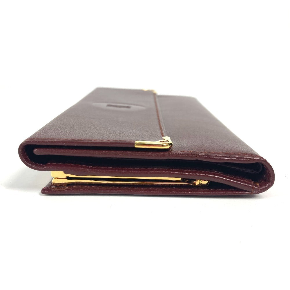 Cartier Long Wallet Purse Leather Bordeaux Must Line Logo Clasp 3-Fold Long Wallet Unisex(Unisex)