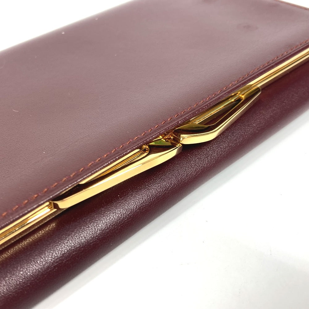 Cartier Long Wallet Purse Leather Bordeaux Must Line Logo Clasp 3-Fold Long Wallet Unisex(Unisex)