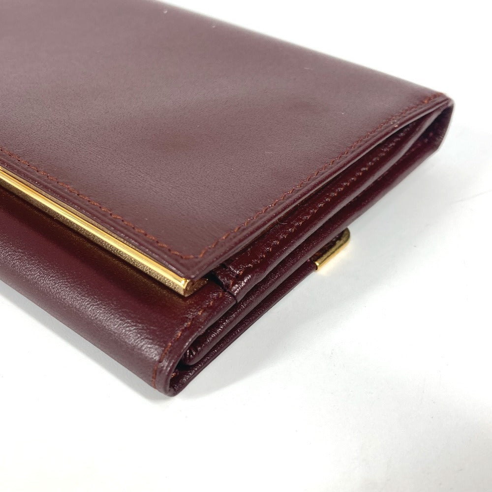 Cartier Long Wallet Purse Leather Bordeaux Must Line Logo Clasp 3-Fold Long Wallet Unisex(Unisex)