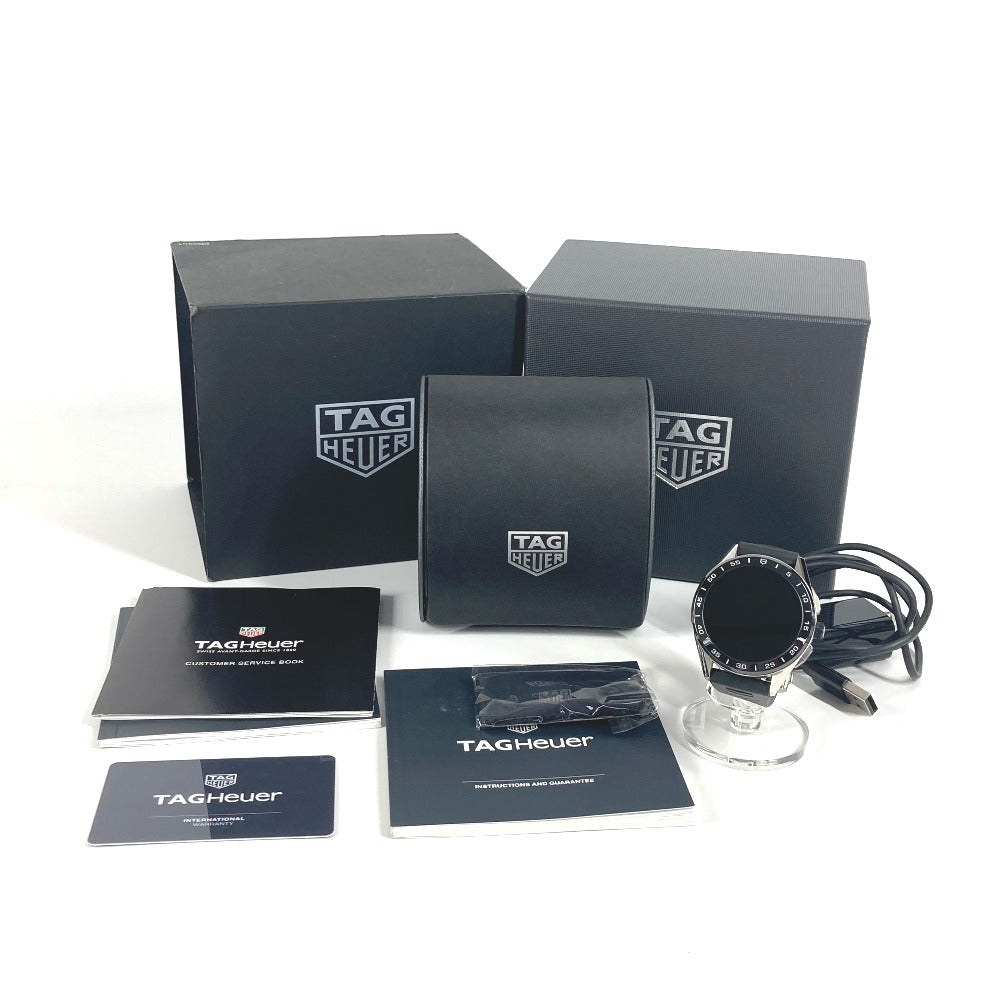 Tag Heuer Watches Quartz Sbg8A10 Stainless Steel, Rubber Black Smart Watch Connected Black Dial Mens