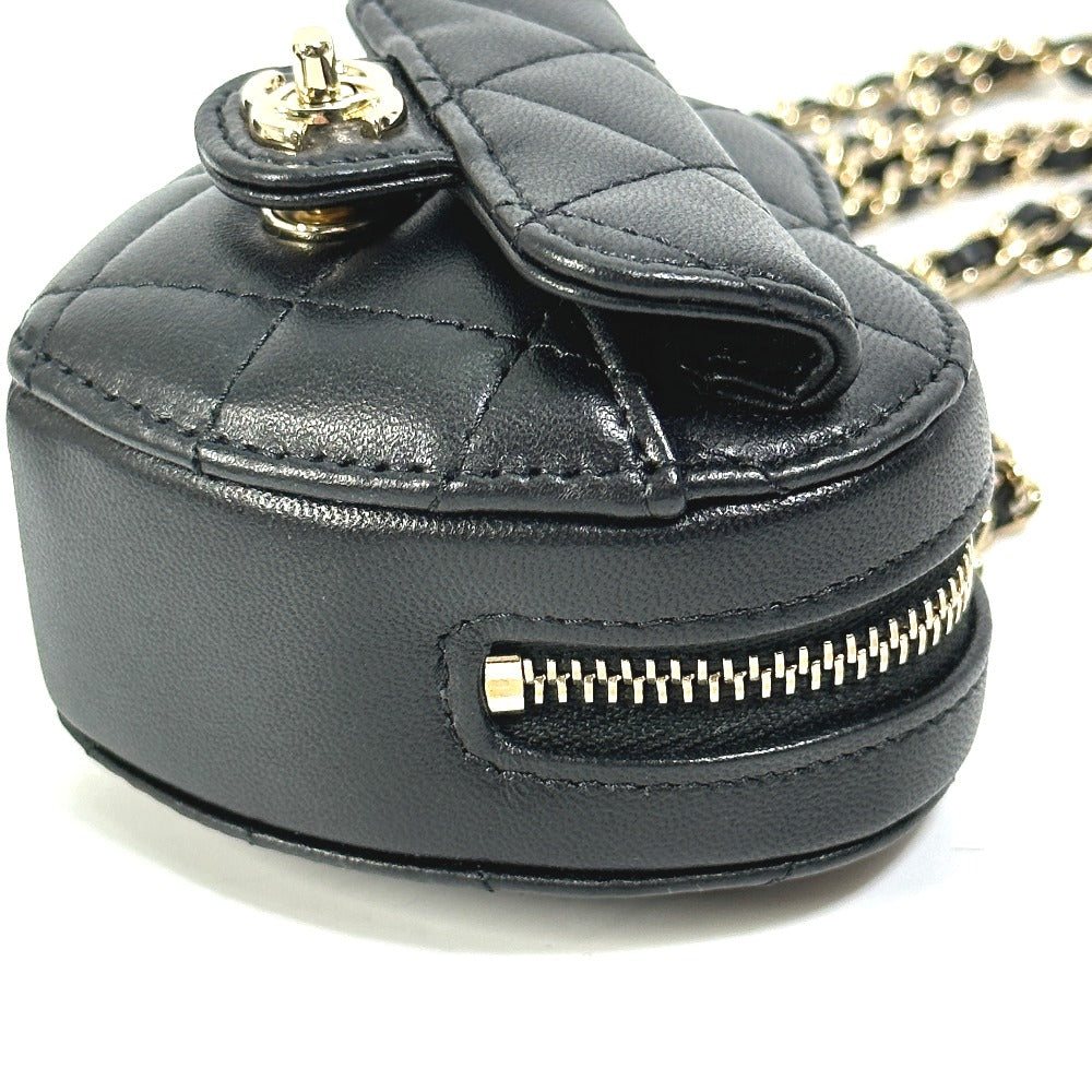 Chanel Wallet Chain Ap2783 Lambskin, Leather Black Coin Case Necklace Coco Mark Cc Neck Strap Mini