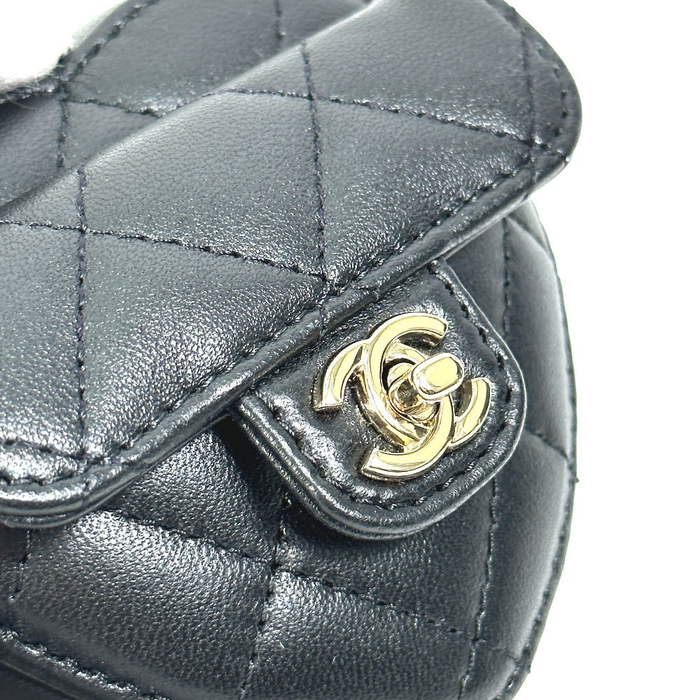 Chanel Wallet Chain Ap2783 Lambskin, Leather Black Coin Case Necklace Coco Mark Cc Neck Strap Mini