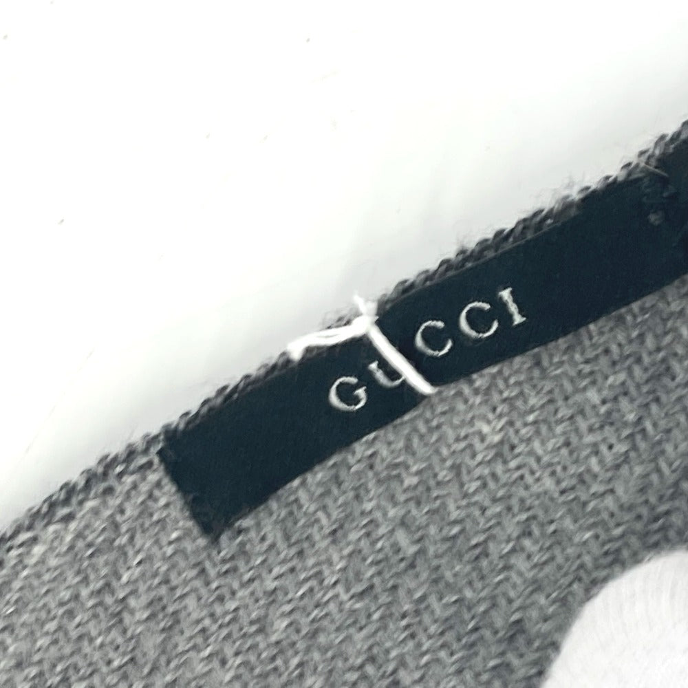 Gucci Scarf Wool Gray Fringe Logo Gg Stripes Women