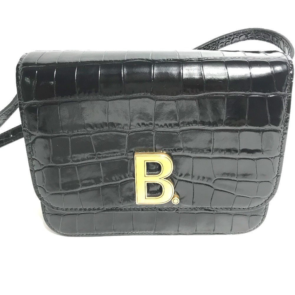 Balenciaga Shoulder Bag 592898 Embossed Leather Black 2Way Clutch Bag Pouch B Logo Quilting Women