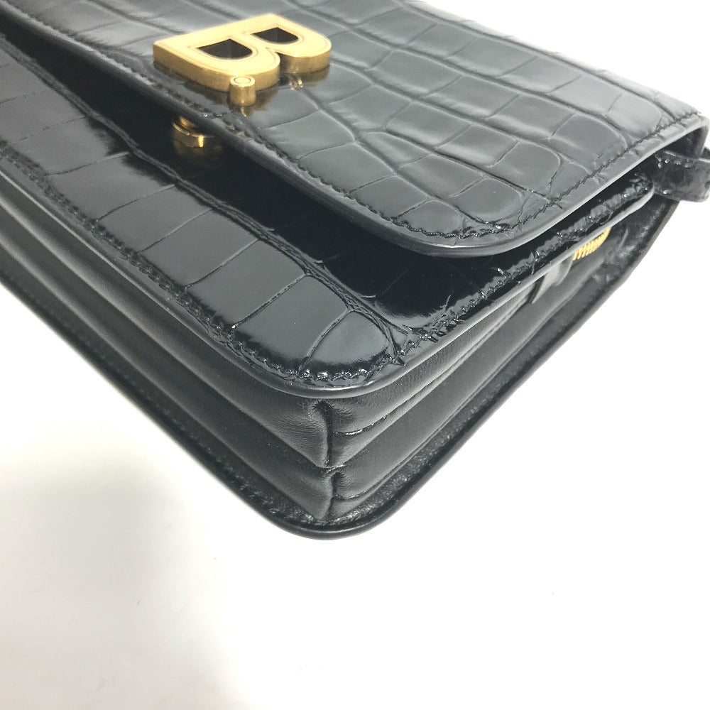 Balenciaga Shoulder Bag 592898 Embossed Leather Black 2Way Clutch Bag Pouch B Logo Quilting Women