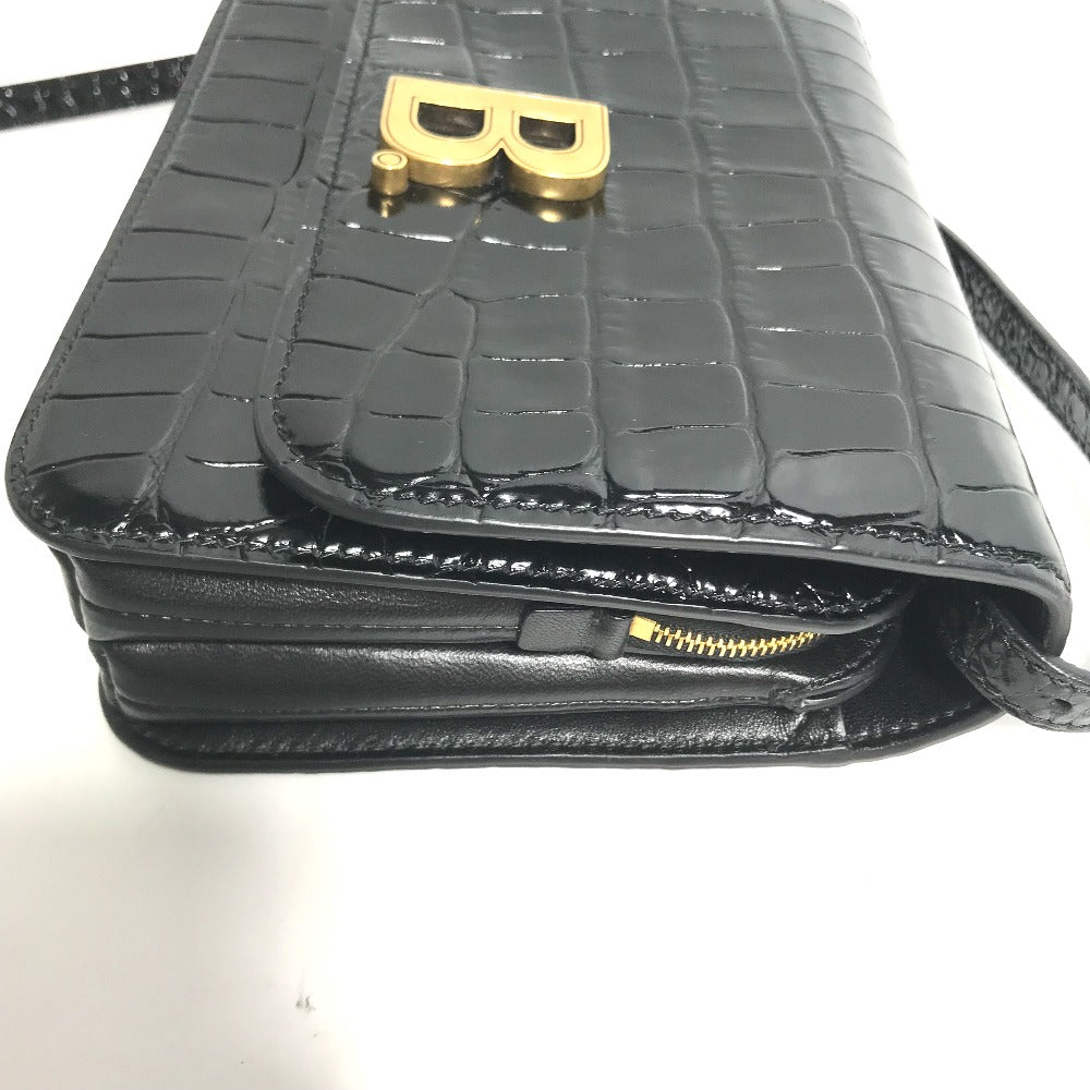 Balenciaga Shoulder Bag 592898 Embossed Leather Black 2Way Clutch Bag Pouch B Logo Quilting Women