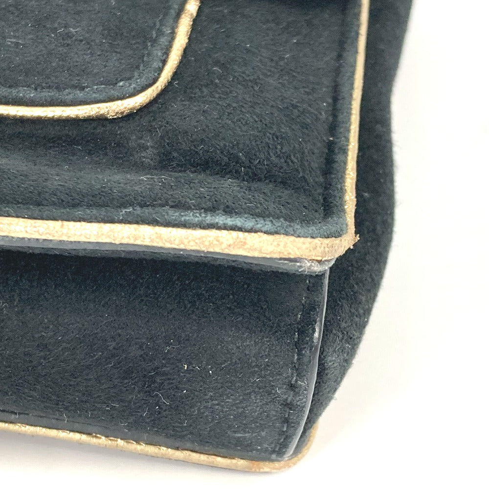 Salvatore Ferragamo Shoulder Bag Suede Black Crossbody Bag Chain Bag Women