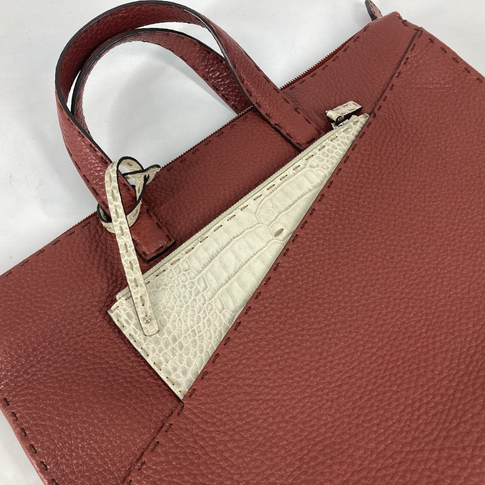 Fendi Business Bag Leather Brown Handbag Celeria Mens