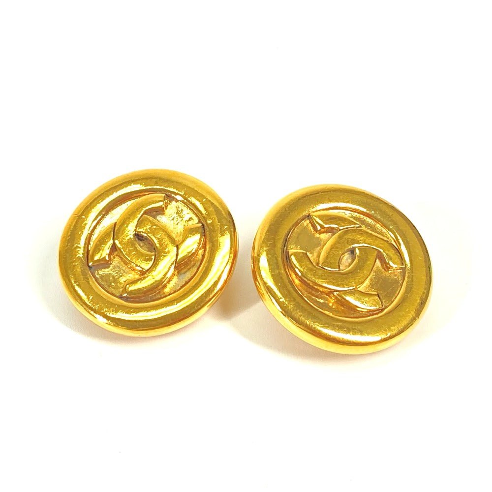 Chanel Earring Metal Gold Vintage Deca Coco Mark Cc