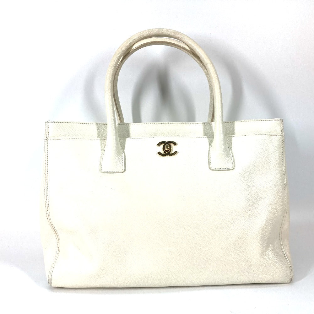 Chanel Tote Bag Caviar Skin White Type Executive Tote Women
