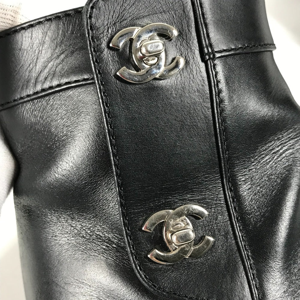 Chanel Boots G31204 Leather Black Turn Lock Women 35