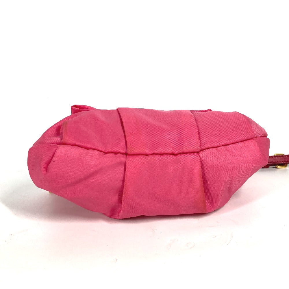 Prada Clutch Bag Nylon Pink With Strap Ribbon Ribon Women
