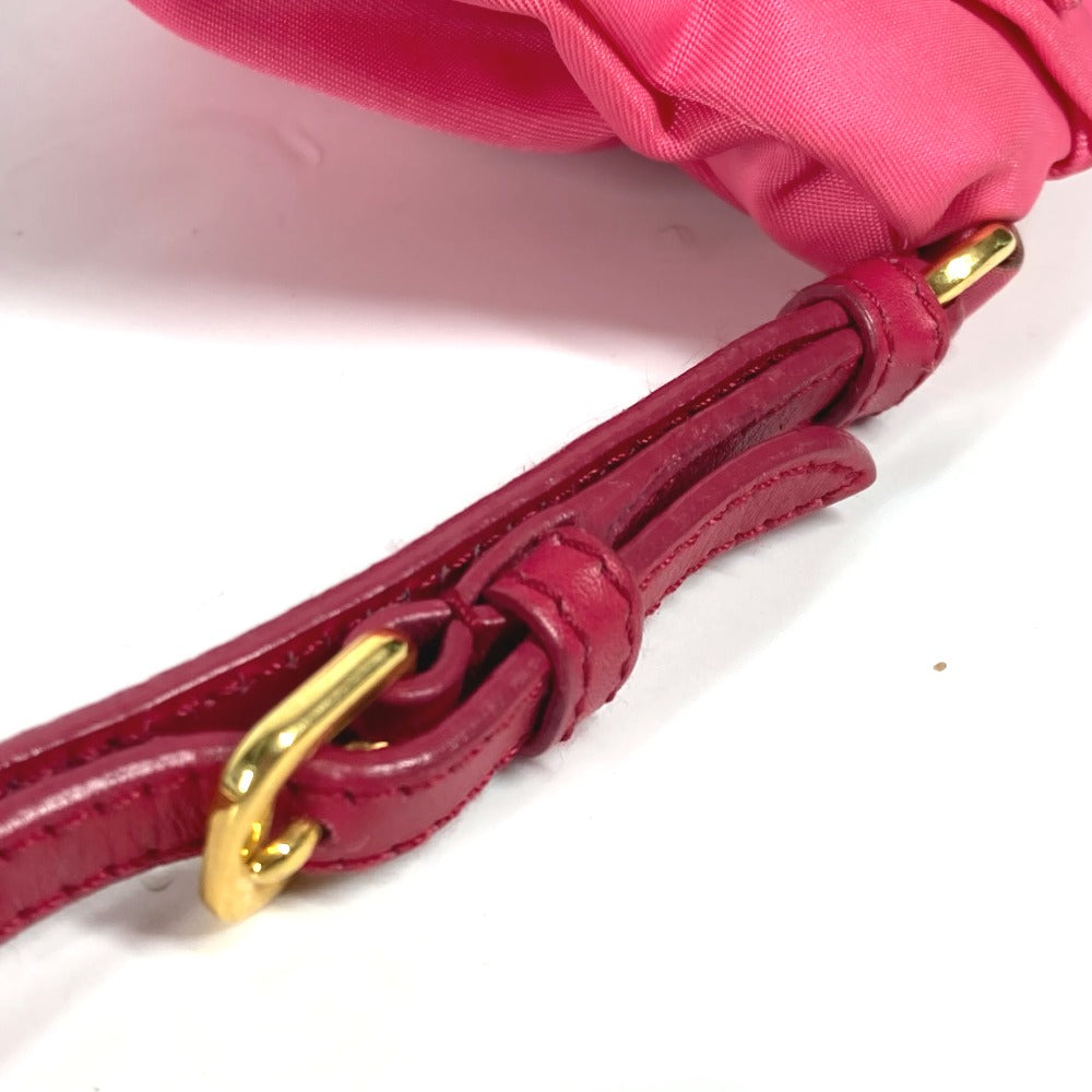 Prada Clutch Bag Nylon Pink With Strap Ribbon Ribon Women