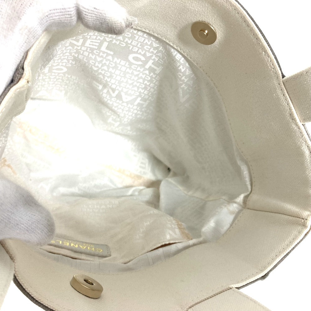 Chanel Shoulder Bag Canvas Gray Shoulder Window Line Women