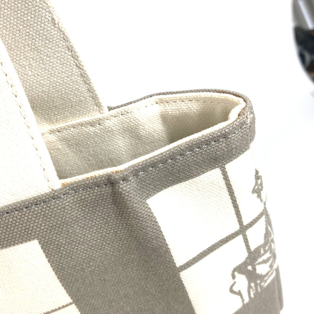 Chanel Shoulder Bag Canvas Gray Shoulder Window Line Women