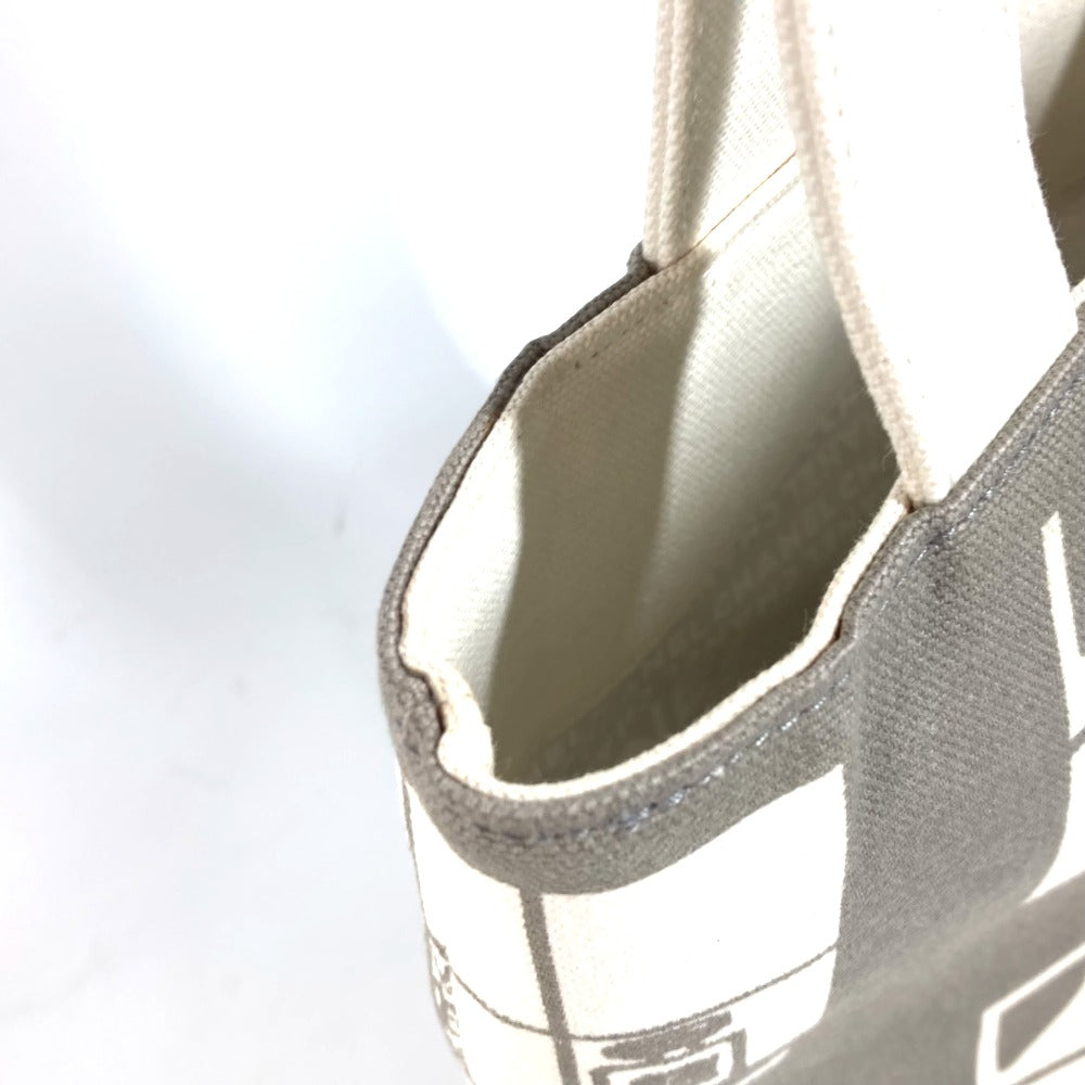 Chanel Shoulder Bag Canvas Gray Shoulder Window Line Women