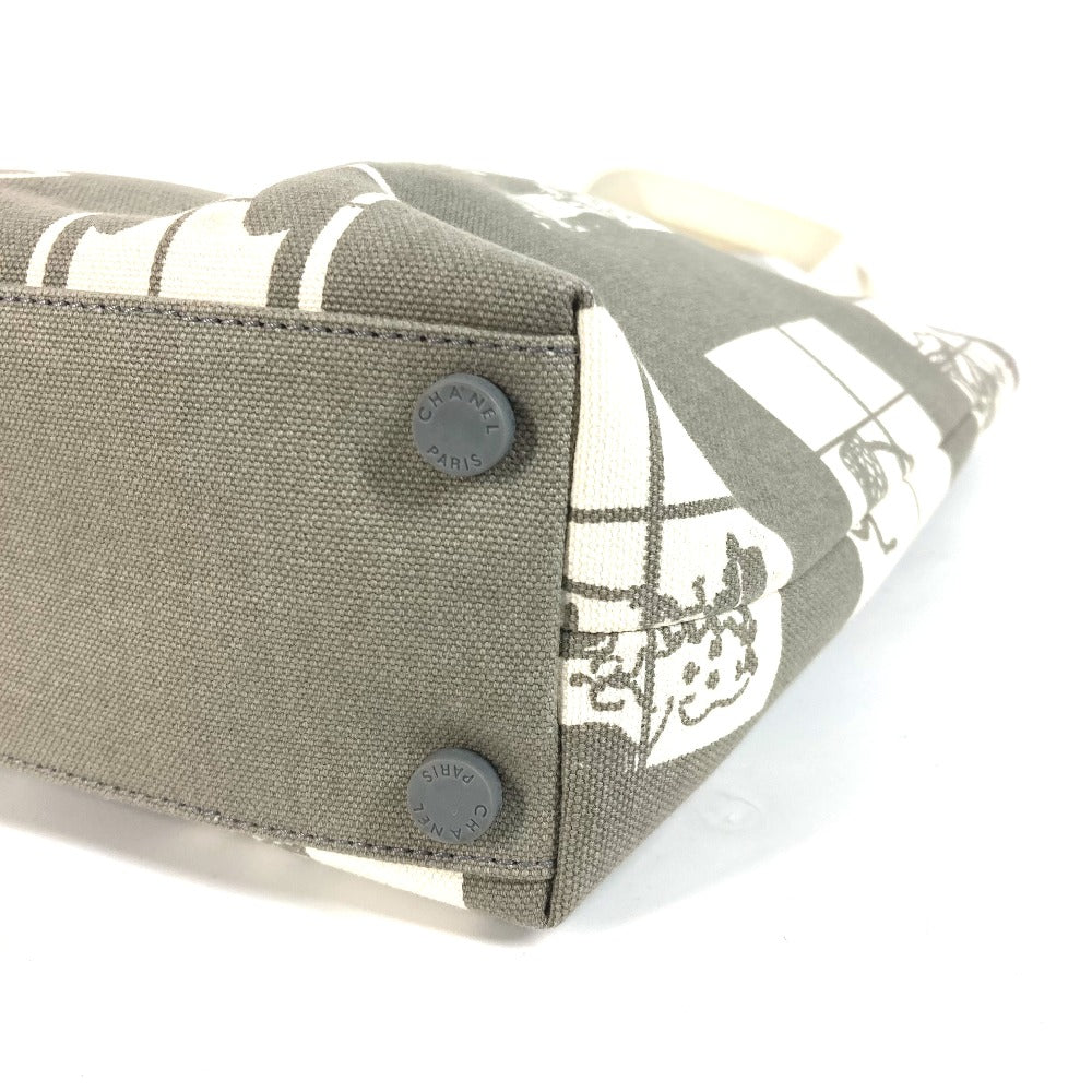 Chanel Shoulder Bag Canvas Gray Shoulder Window Line Women