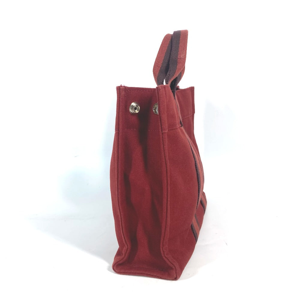 Hermes Handbag Canvas Red Fool Toepm Women